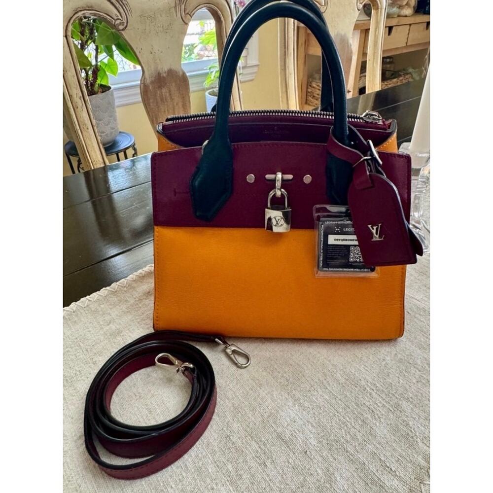 LOUIS VUITTON City Steamer MINI shoulder Handbag leather Orange EUC M42438 - Picture 7 of 16